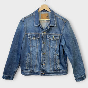 AMERICAN EAGLE Mens Jacket XL Blue Button Up Trucker Cowboy Western Denim